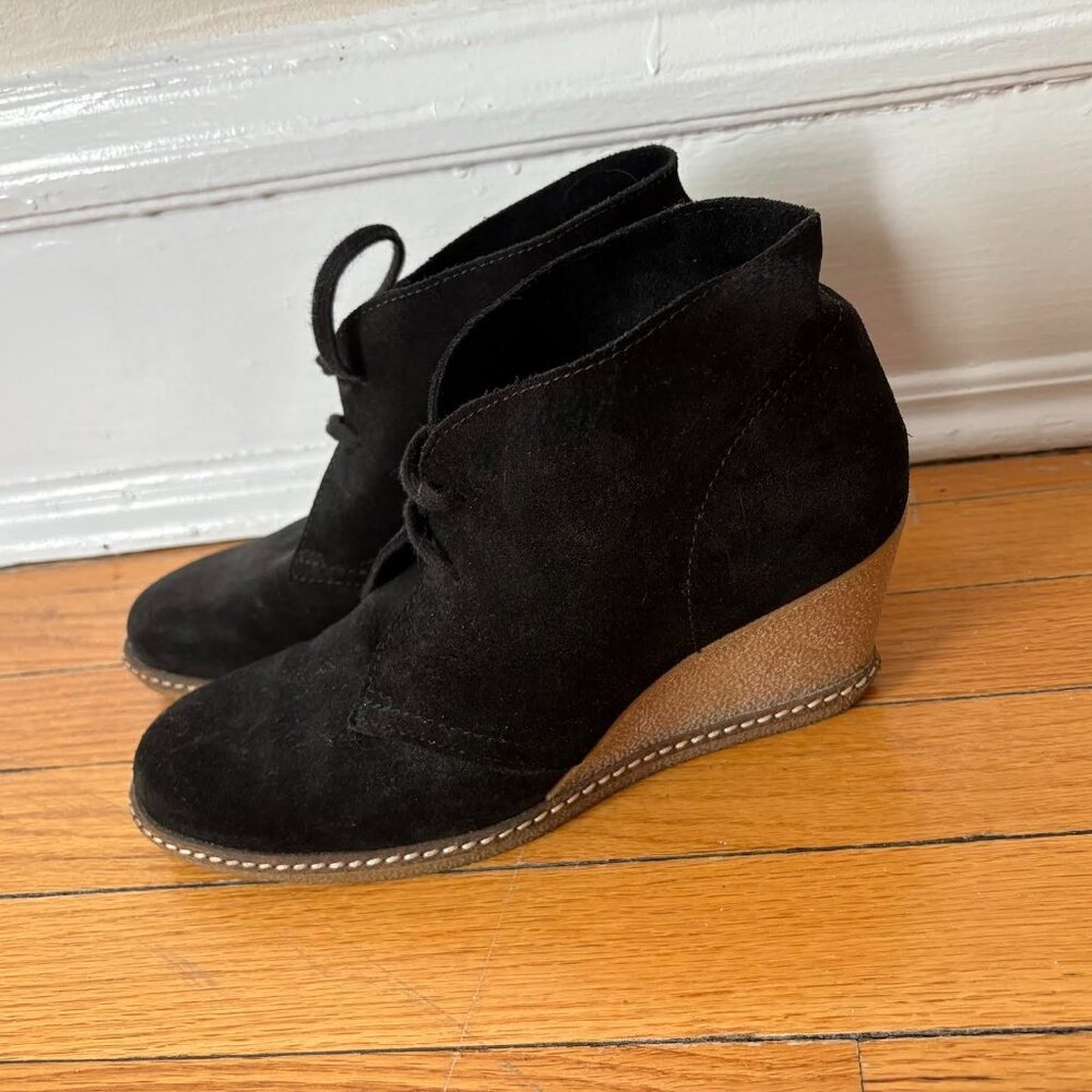J. Crew MacAlister Suede Wedge Boots Black 9